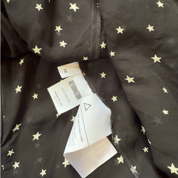 $238 Reformation Black Star Print Cut-Out Dress - 10 - Picture 9 of 10